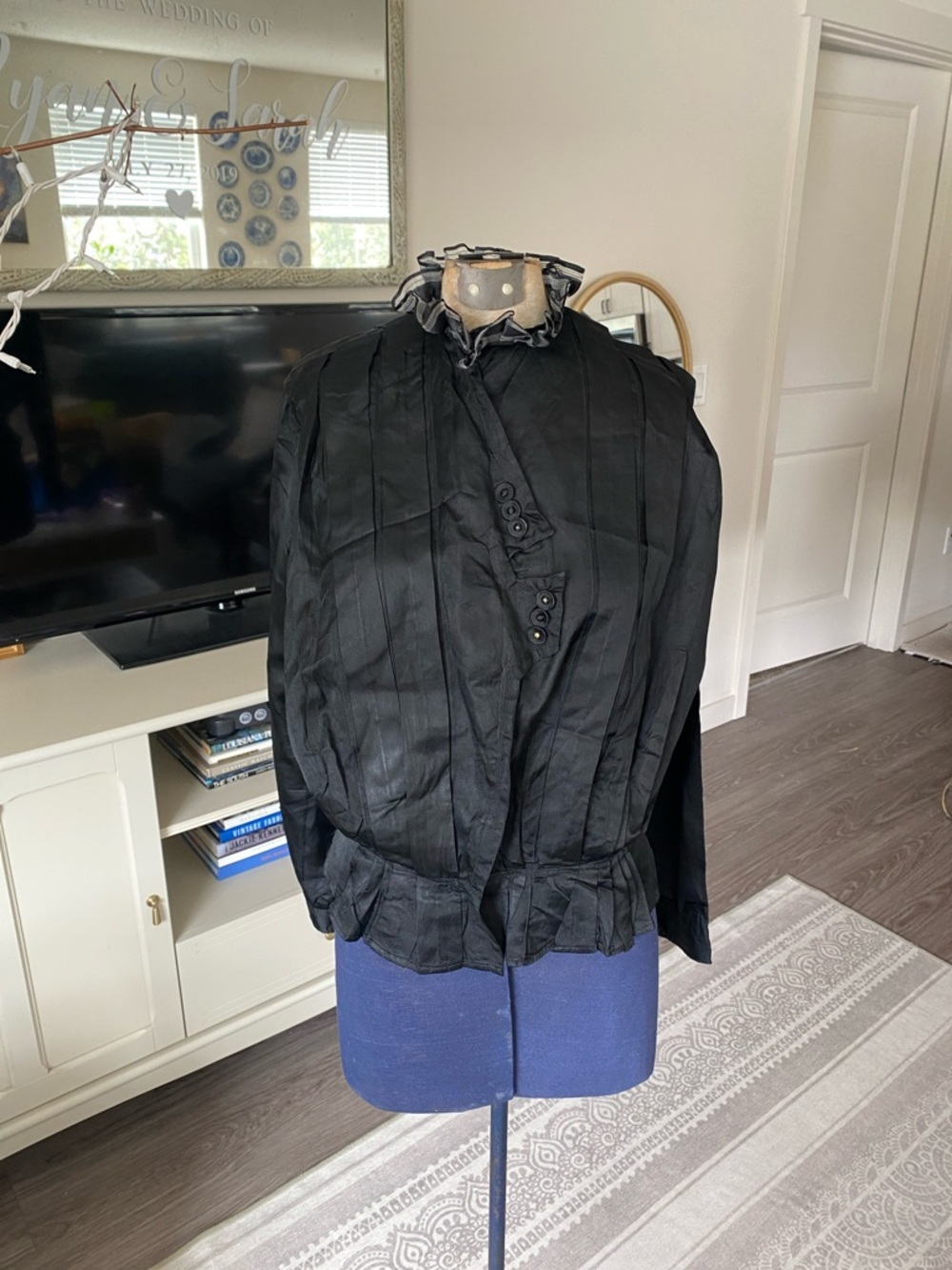 Antique Victorian Black Silk Mourning Blouse